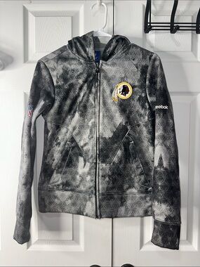 NFL Reebok Gray & Black Washington Redskins Full-Zip Hoodie